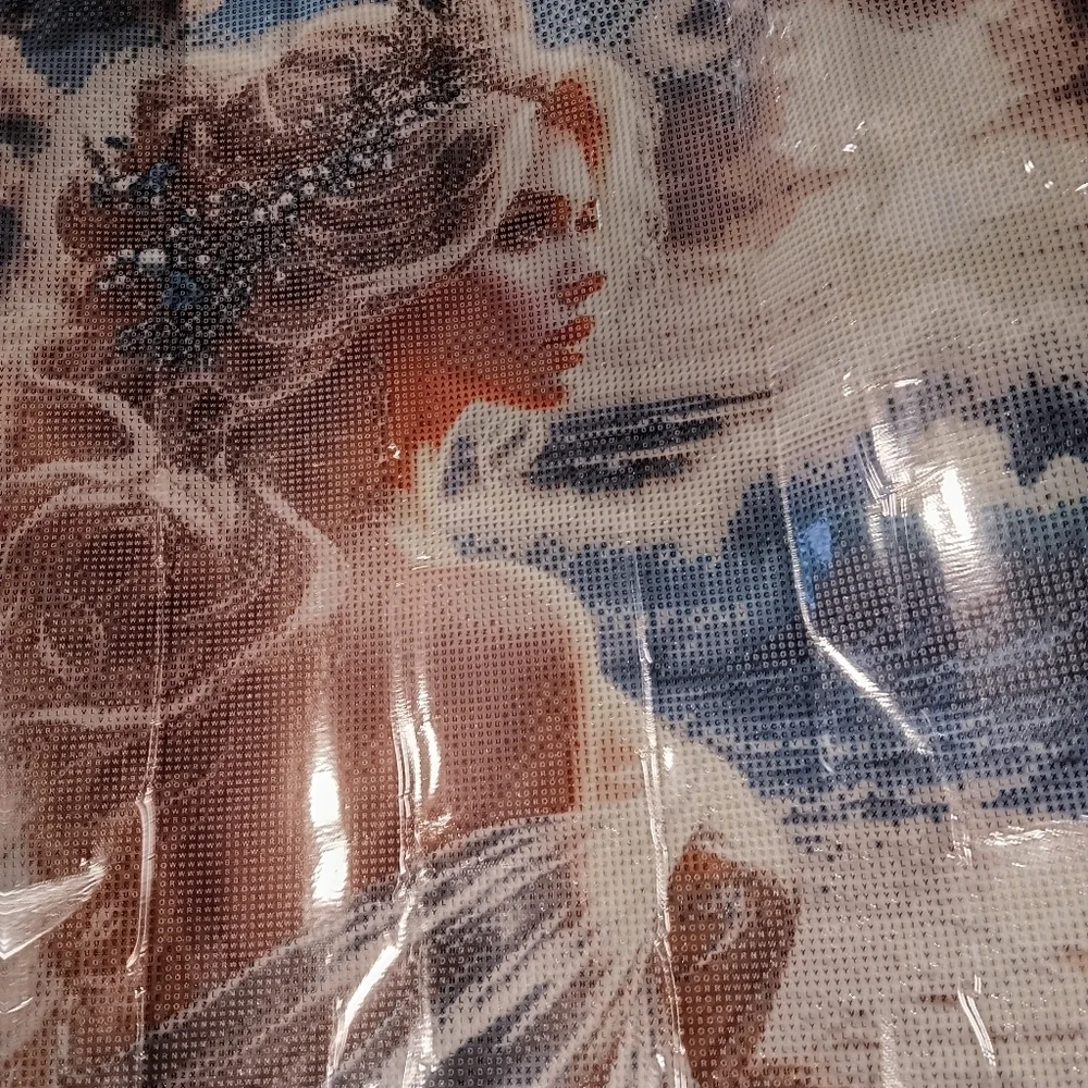 Beautiful Woman Blue and White Ocean Theme 50x50